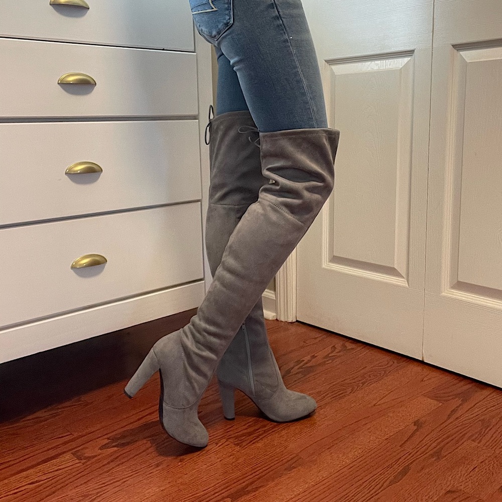 Rue 21 Gray Faux-Suede Boots, Size 7